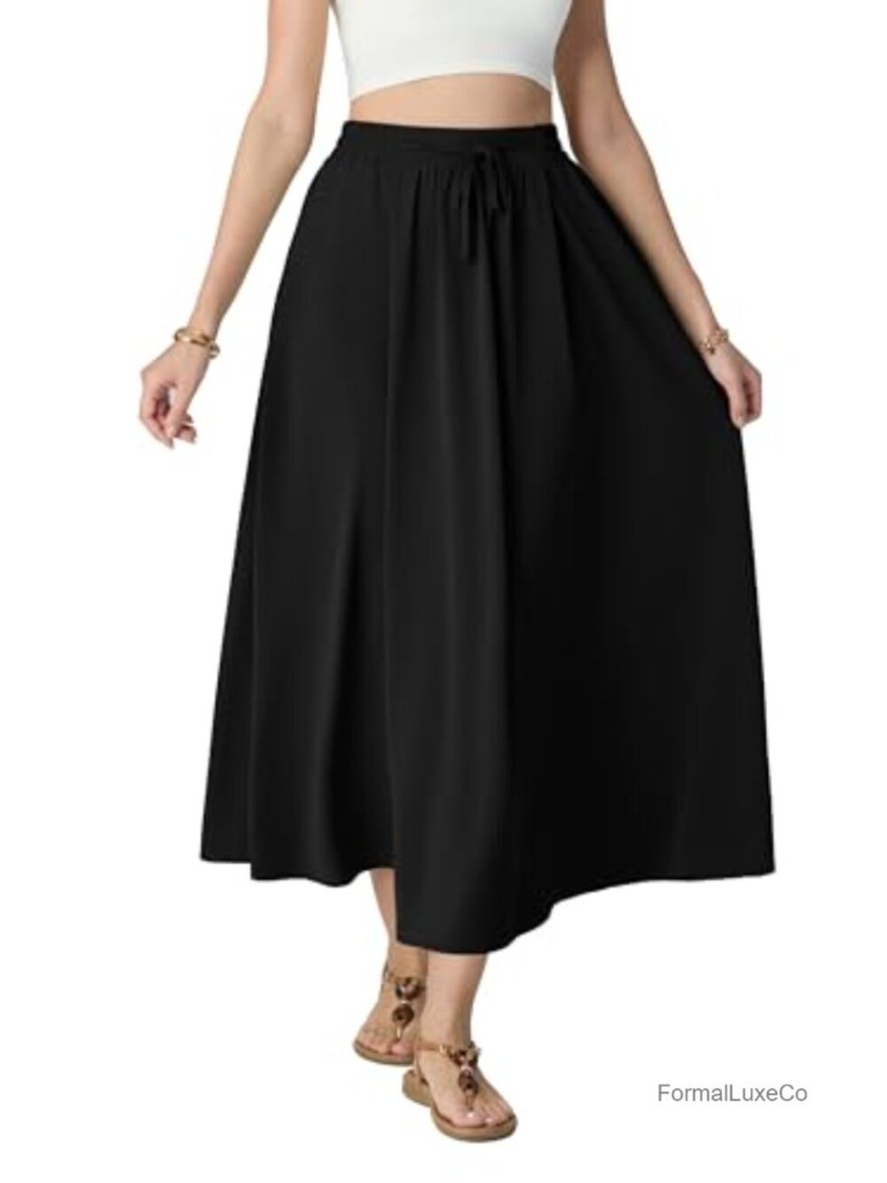 Womens Satin Maxi Skirt High Waisted A Line Elegant Long